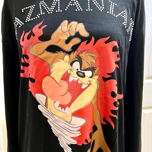 LOONEY TUNES -Dolls Kill -Tasmanian Devil Rhinestone Graphic Tee NEW - Picture 6 of 9